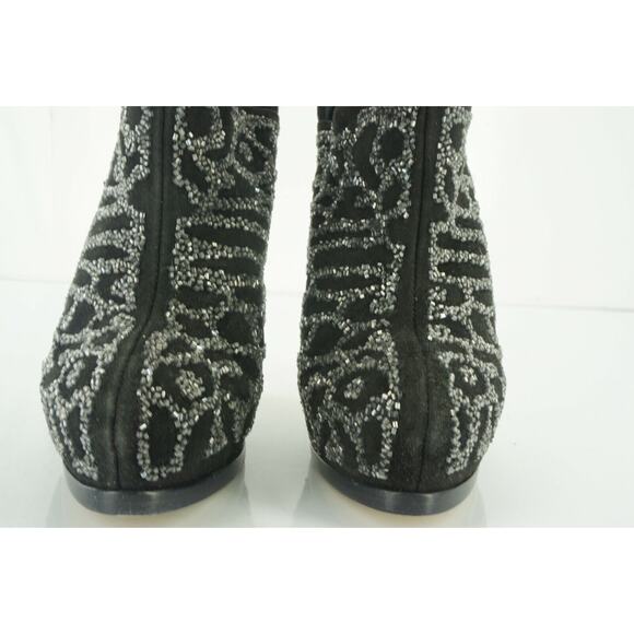 Fendi Crystal Trim Suede Vertigo Platform Heel Ankle Booties Size 35 $1195 Zip - Picture 5 of 12